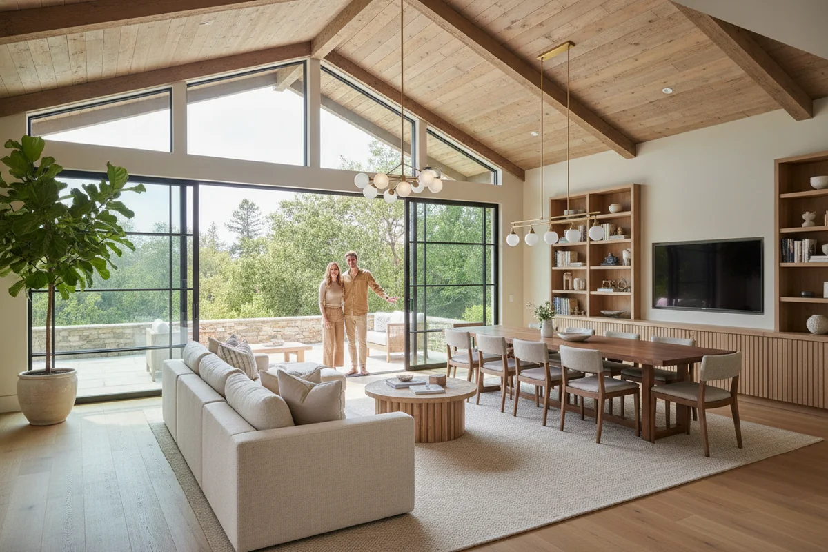 Open-concept living and dining renovation