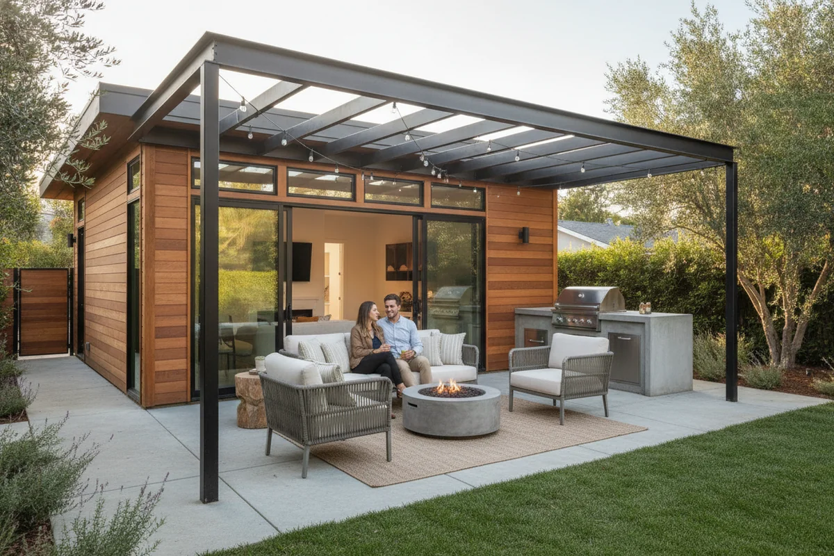 Finished backyard ADU living space in Silicon Valley